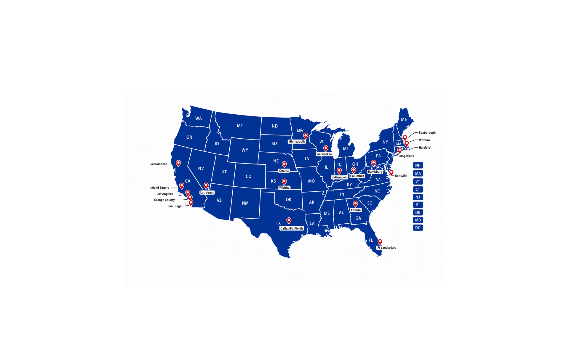Service Areas Map zoomed out